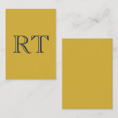 Initial Letters Monogram Gold & Blue Plain Simple エンクロージャーカード (正面/裏面)