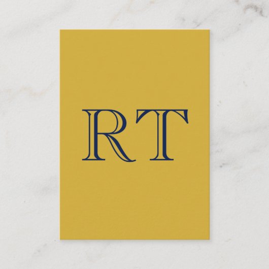 Initial Letters Monogram Gold & Blue Plain Simple エンクロージャーカード (正面)