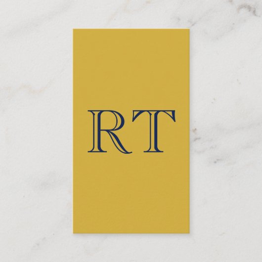 Initial Letters Monogram Gold & Blue Plain Simple エンクロージャーカード (正面)