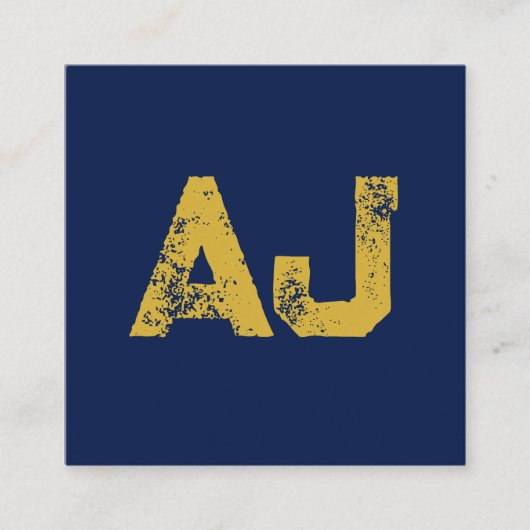 Initial Letters Monogram Gold & Blue Plain Simple エンクロージャーカード (正面)
