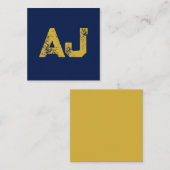 Initial Letters Monogram Gold & Blue Plain Simple エンクロージャーカード (正面/裏面)