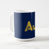 Initial Letters Monogram Gold & Blue Plain Simple コーヒーマグカップ (正面左)