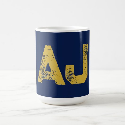 Initial Letters Monogram Gold & Blue Plain Simple コーヒーマグカップ (中央)