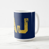 Initial Letters Monogram Gold & Blue Plain Simple コーヒーマグカップ (正面右)