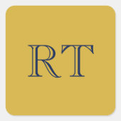 Initial Letters Monogram Gold & Blue Plain Simple スクエアシール (正面)