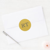 Initial Letters Monogram Gold & Blue Plain Simple ラウンドシール (封筒)