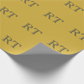 Initial Letters Monogram Gold & Blue Plain Simple ラッピングペーパー (角)