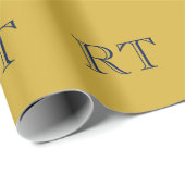 Initial Letters Monogram Gold & Blue Plain Simple ラッピングペーパー (ロールコーナー)