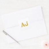 Initial Letters Monogram Gold Color Plain Simple スクエアシール (封筒)