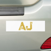 Initial Letters Monogram Gold Color Plain Simple バンパーステッカー (車上)