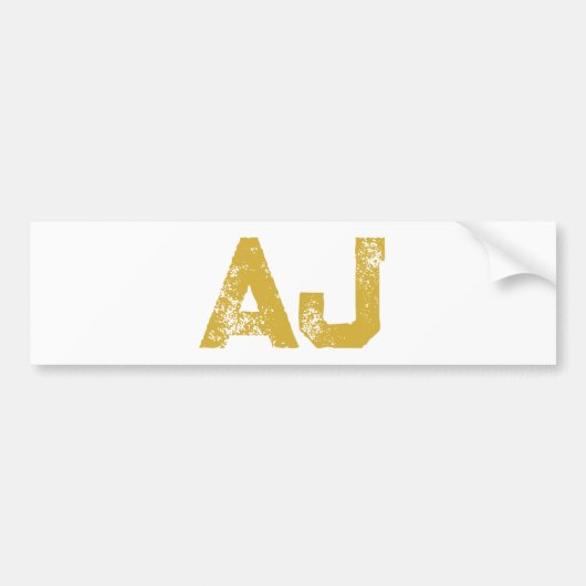 Initial Letters Monogram Gold Color Plain Simple バンパーステッカー (正面)