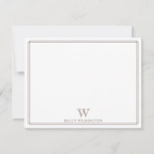 Initial Monogram Dark Brown Border Professional ノートカード (正面)