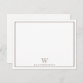 Initial Monogram Dark Brown Border Professional ノートカード (正面/裏面)