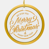 Initial Monogram M Christmas - Gold, Teal & Blue セラミックオーナメント (裏面)