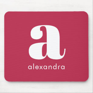 Initial Name Monogram Professional Simple Magenta  マウスパッド