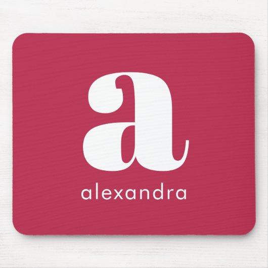 Initial Name Monogram Professional Simple Magenta マウスパッド (正面)