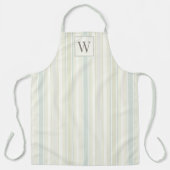 Initial Neutral Dusty Blue Stripe Rustic Farmhouse エプロン (正面)