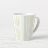 Initial Neutral Dusty Blue Stripe Rustic Farmhouse カフェラテマグ (右アングル)