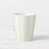 Initial Neutral Dusty Blue Stripe Rustic Farmhouse カフェラテマグ (正面)