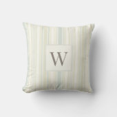 Initial Neutral Dusty Blue Stripe Rustic Farmhouse クッション (正面)