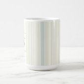 Initial Neutral Dusty Blue Stripe Rustic Farmhouse コーヒーマグカップ (中央)
