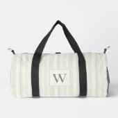 Initial Neutral Dusty Blue Stripe Rustic Farmhouse ダッフルバッグ (正面)