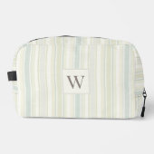 Initial Neutral Dusty Blue Stripe Rustic Farmhouse ドップキット (正面)