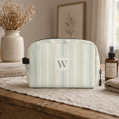 Initial Neutral Dusty Blue Stripe Rustic Farmhouse ドップキット