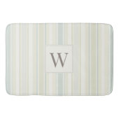 Initial Neutral Dusty Blue Stripe Rustic Farmhouse バスマット (正面)