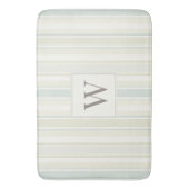 Initial Neutral Dusty Blue Stripe Rustic Farmhouse バスマット (正面縦)