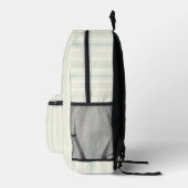 Initial Neutral Dusty Blue Stripe Rustic Farmhouse プリントバックパック (右)