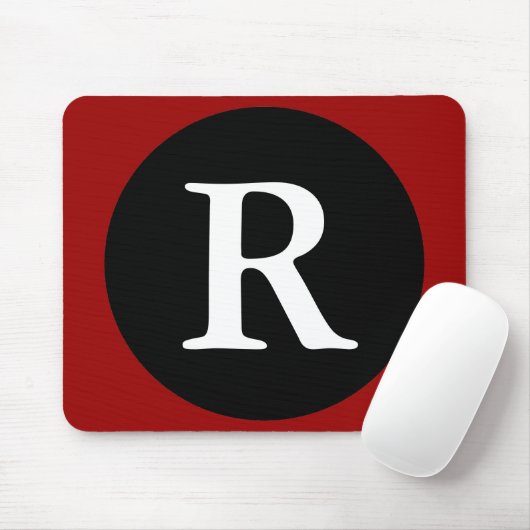 Initial R / Letter R Red Black & White Mousepad マウスパッド (マウス)