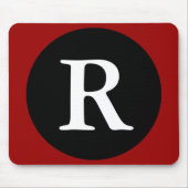 Initial R / Letter R Red Black & White Mousepad マウスパッド (正面)