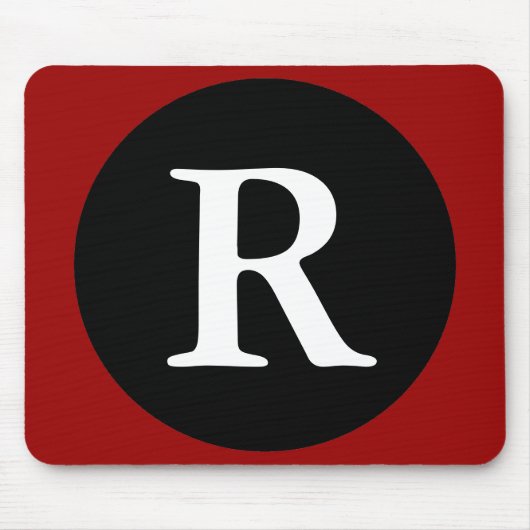 Initial R / Letter R Red Black & White Mousepad マウスパッド (正面)