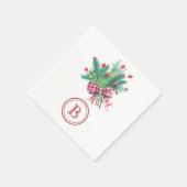 Initial, Red & Green Christmas Bouquet Party Paper スタンダードカクテルナプキン (角)