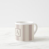 Initial Rustic Farmhouse Striped Beige & Taupe エスプレッソカップ (正面右)