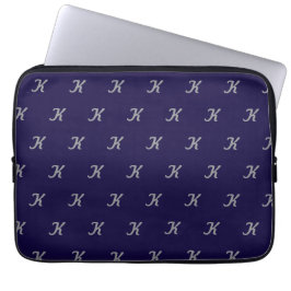 Initial Tablet Case (Navy Blue & Silver) ラップトップスリーブ