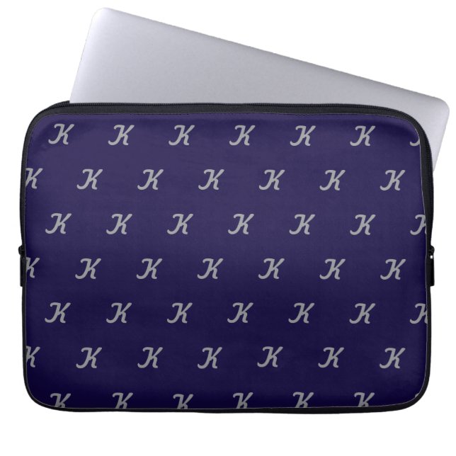 Initial Tablet Case (Navy Blue & Silver) ラップトップスリーブ (正面)