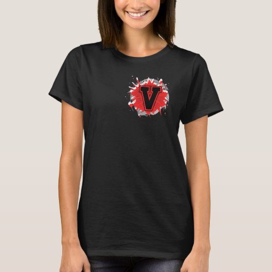 Initial V Monogram Letter Custom Personalized Cust Tシャツ (正面)