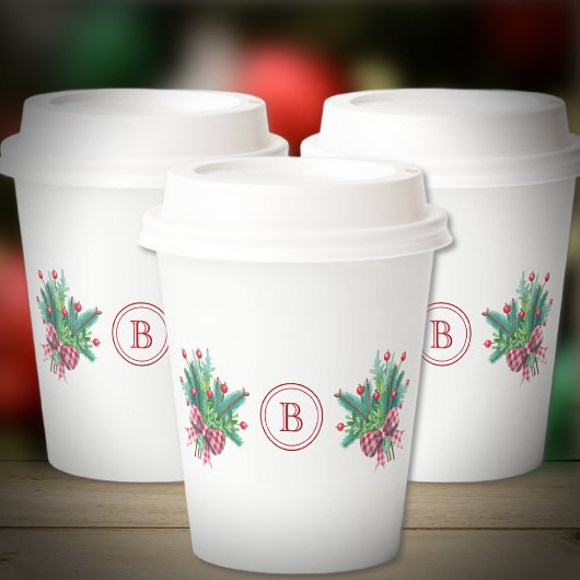 Initial, Watercolor Berries & Greenery Bouquet 紙コップ