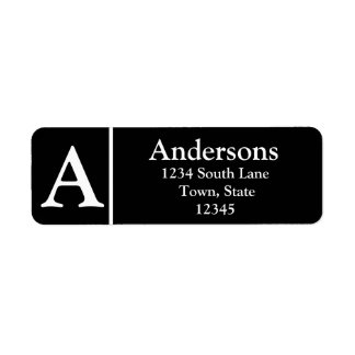 Initialed Black And White Return Address Label ラベル