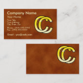 initiales  C et C en or sur fond de cuir 名刺 (正面/裏面)