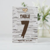 Initiales en coeur de bouleau rustique pour un mar エンクロージャーカード (スタンド正面)