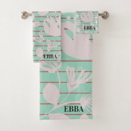 Initials baby shower pastel green floral modern バスタオルセット