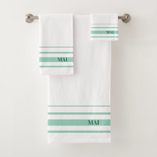 Initials cute green stripes minimalist White バスタオルセット (インサイチュ)