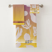 Initials elegant matching gradient floral mustard  バスタオルセット (インサイチュ)