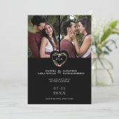 Initials Floral Red Heart 2 Photos on Black セーブザデート (スタンド正面)