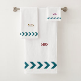 Initials minimalist blue abstracts White バスタオルセット