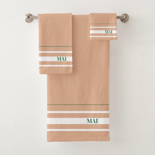 Initials minimalist earth tone White stripes cute バスタオルセット (インサイチュ)