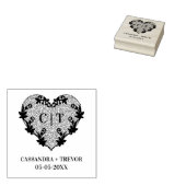 Initials Sophisticated Wedding Lace Floral Heart ラバースタンプ (押印)